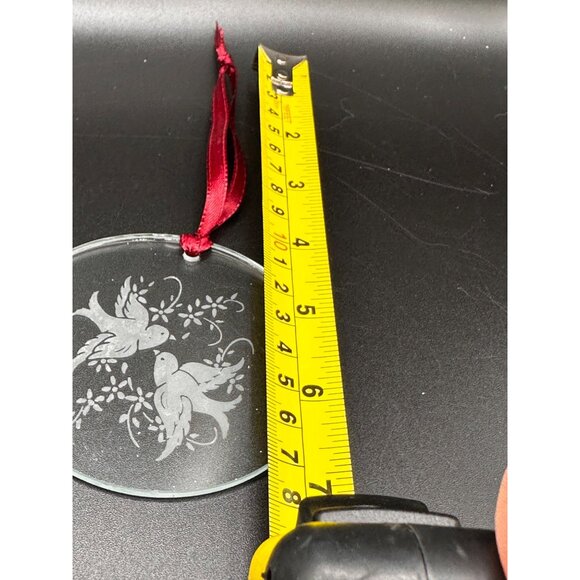 Vtg Avon glass Christmas ornament etched doves rough edges 1980s XMAS READ - Picture 8 of 16